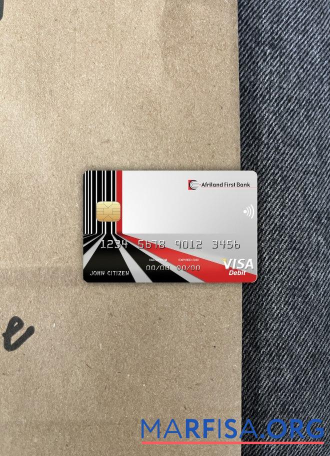 Realistic Cameroon Afriland First bank visa card photolook front real example